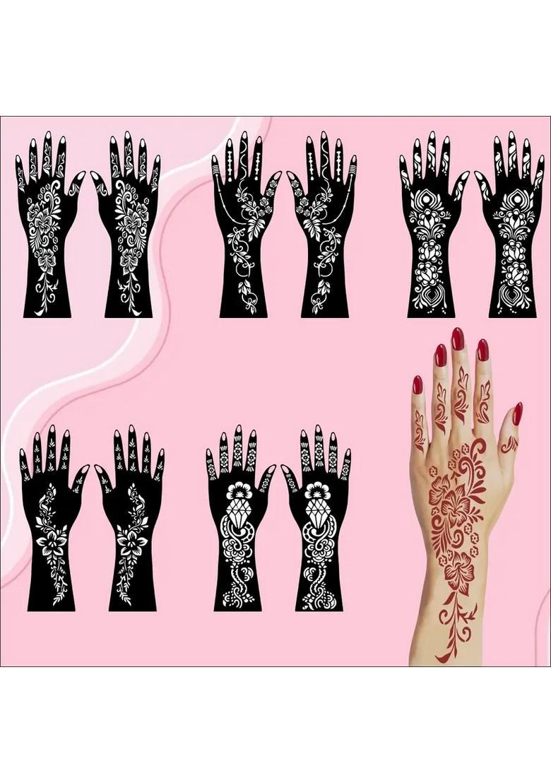 Easy-To-Use Combo Mehndi Stencil Stickers For Bridal, Karwa Chauth, & Occasions - Indya