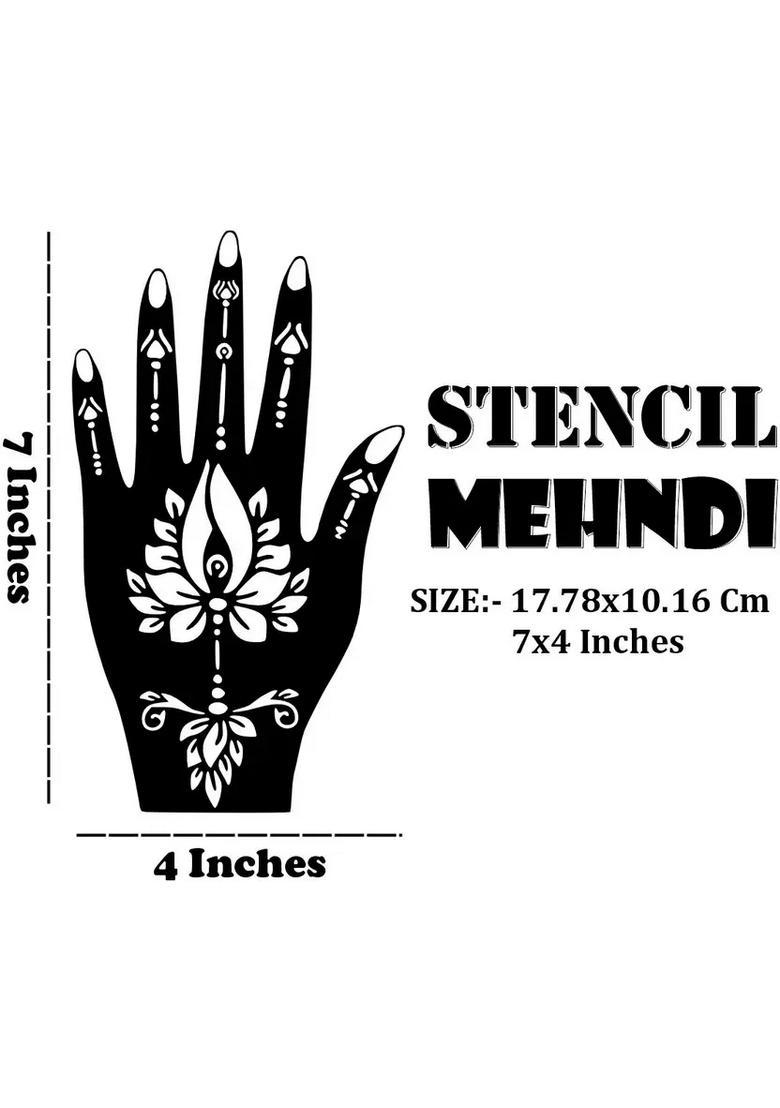 All-In-One Combo Mehndi Stencil Sticker Combo Pack For Back Hand & Palm - Indya