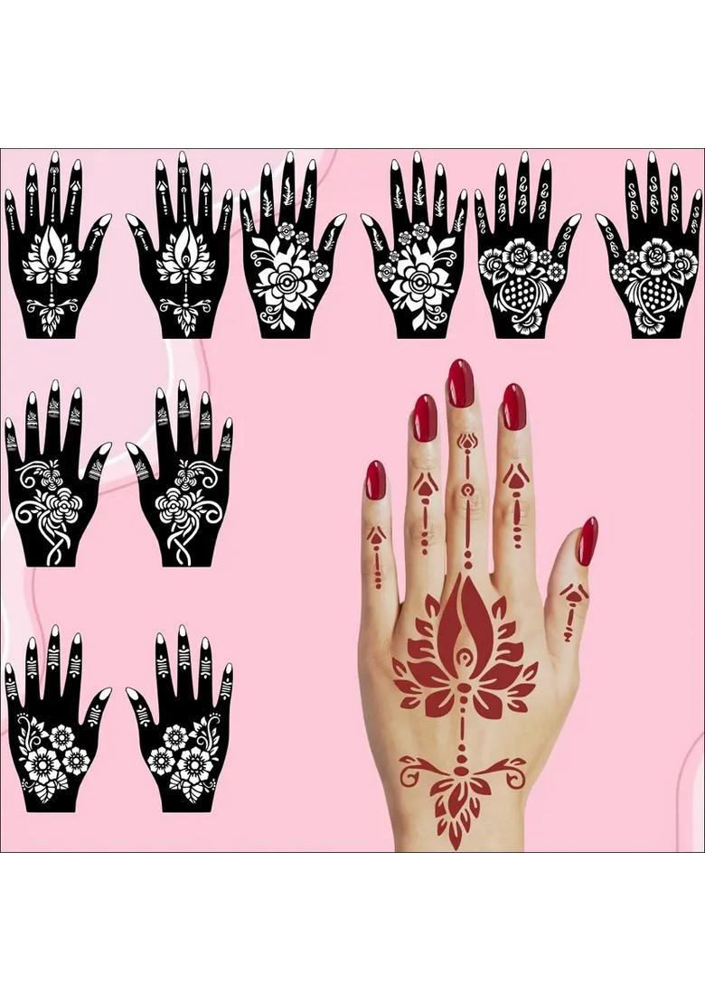 All-In-One Combo Mehndi Stencil Sticker Combo Pack For Back Hand & Palm - Indya