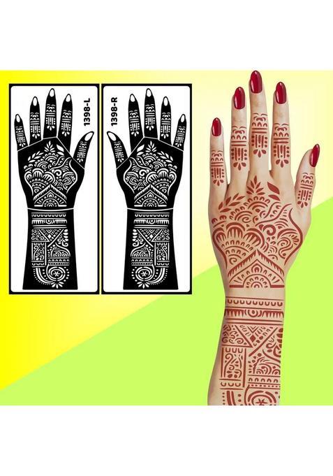 Full Arm Bridal Mehndi Stencil Sticker With Detailed Indian Wedding Motifs