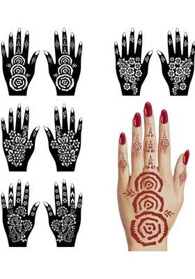 Full Hand Combo Mehndi Stencil Sticker Pack Henna Traditional Desinges