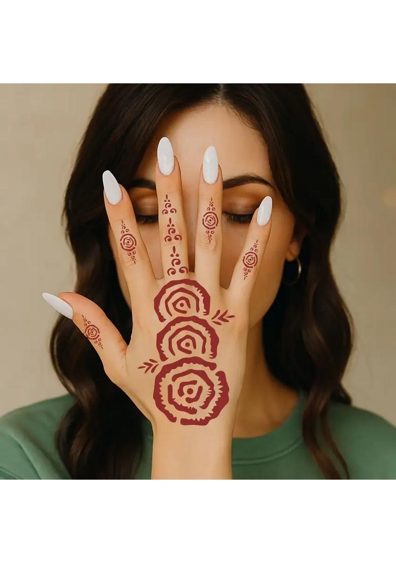 Full Hand Combo Mehndi Stencil Sticker Pack Henna Traditional Desinges - Indya