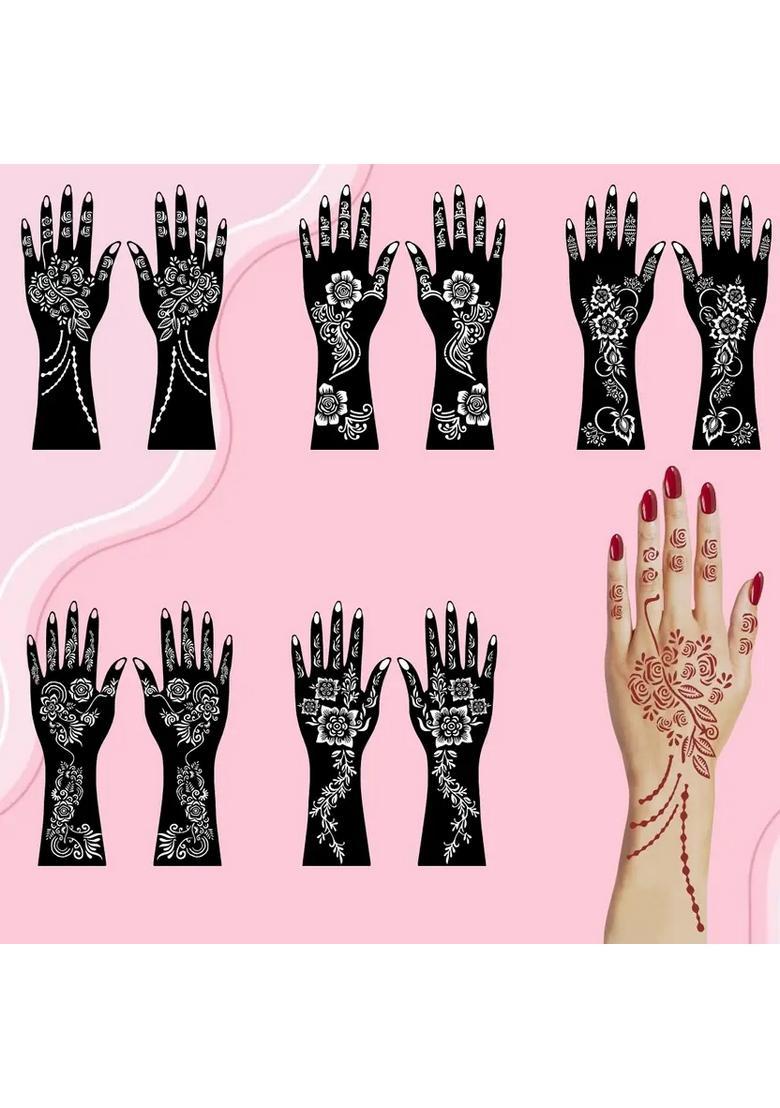 Mehndi Stencil Combo Sticker With Beautiful Traditional Design For All Festival - Indya