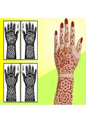 Elegant Floral Back Hand Mehndi Stencil Sticker For Women & Girls