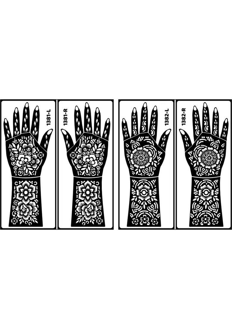 Elegant Floral Back Hand Mehndi Stencil Sticker For Women & Girls - Indya
