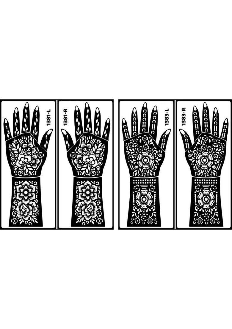 Rose Floral Hand Mehndi Stencil Sticker For Women Easy Template Henna - Indya