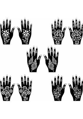 Beautiful Mehndi Stencil Sticker Combo All Festival, Reception
