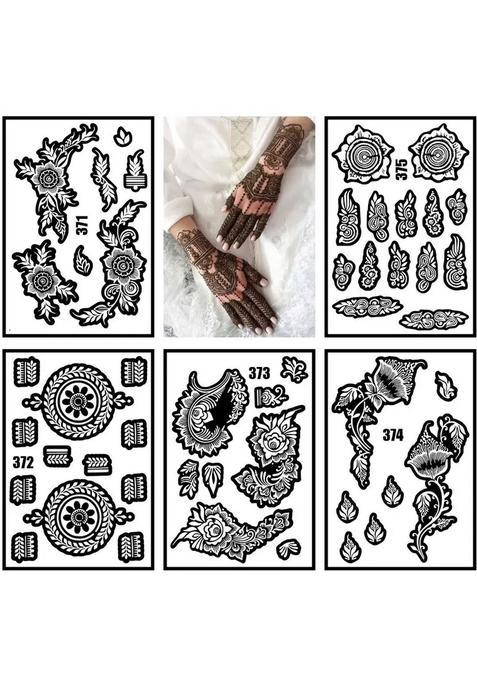 Modern Combo Mehndi Stencil Sticker Set For Full Hand Henna Design