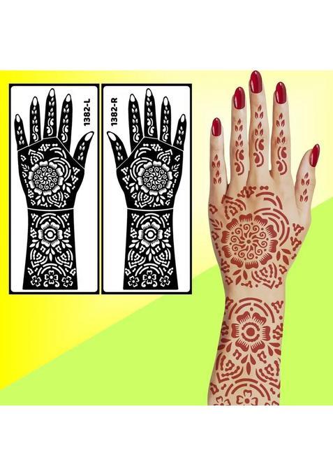 Royal Bridal Mehndi Stencil Sticker Featuring Peacock And Diamond Designs