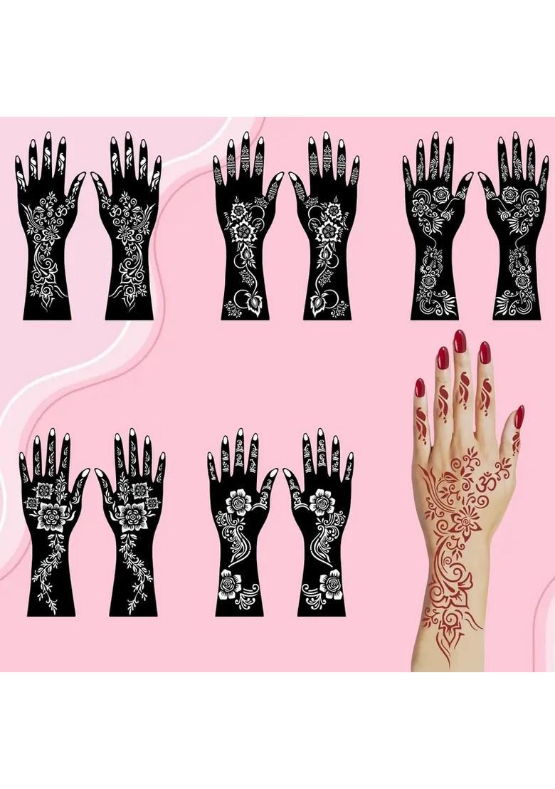 Mehndi Stencil Combo Sticker Pack For Weddings, Parties & Festivals - Indya