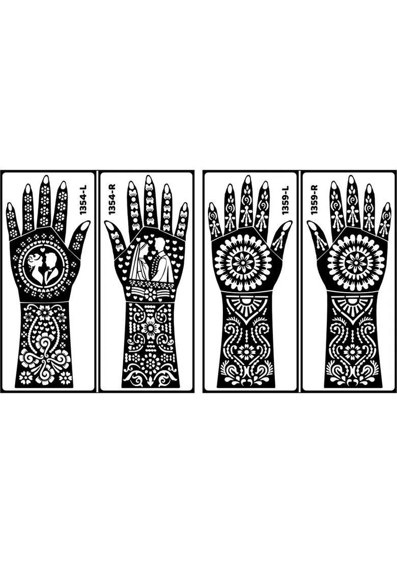 Henna Floral Back Hand Stencil Sticker Temporary Tattoo For Wedding Season - Indya