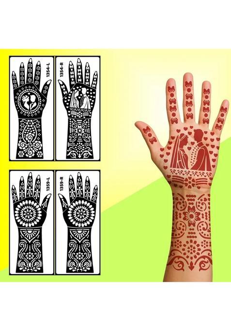 Henna Floral Back Hand Stencil Sticker Temporary Tattoo For Wedding Season
