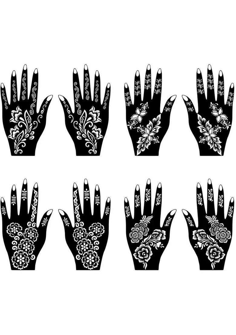 Creative Combo Mehndi Stencil Sticker Kit For Bridal And Girls - Indya