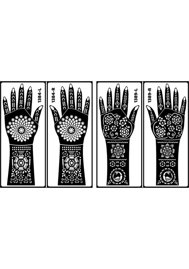 Henna Floral Back Hand Stencil Sticker Temporary For Wedding Season - Indya