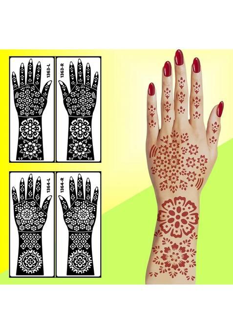 Trendy Design Back Hand Mehndi Stencil Sticker For Girls Lightweight