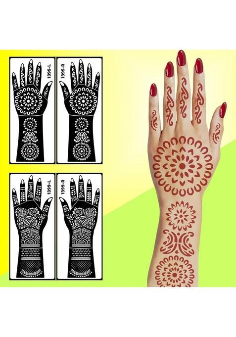 Gorgeous Hand & Fingers Mehndi Stencil Sticker For Women Perfect Quick