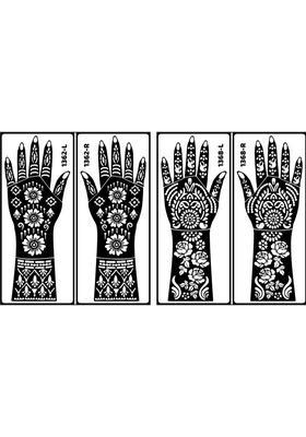 Floral Back Hand Stencil Mehndi Sticker For Women & Girls With Beautiful Design