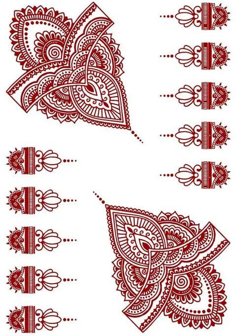 Mehndi Henna Vector Mehndi Tattoo Waterproof For Girls Body Sticker