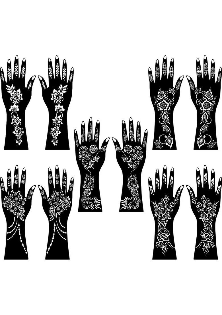 Traditional & Modern Combo Mehndi Stencil Sticker For Full Hands - Indya