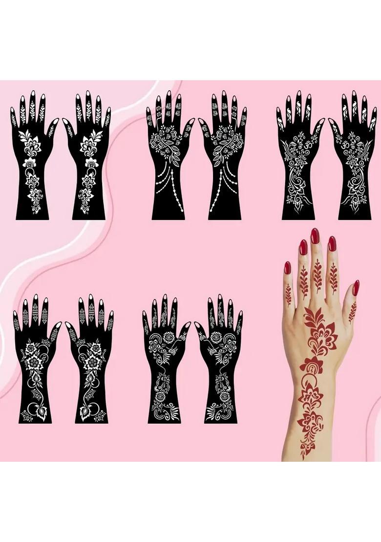Traditional & Modern Combo Mehndi Stencil Sticker For Full Hands - Indya