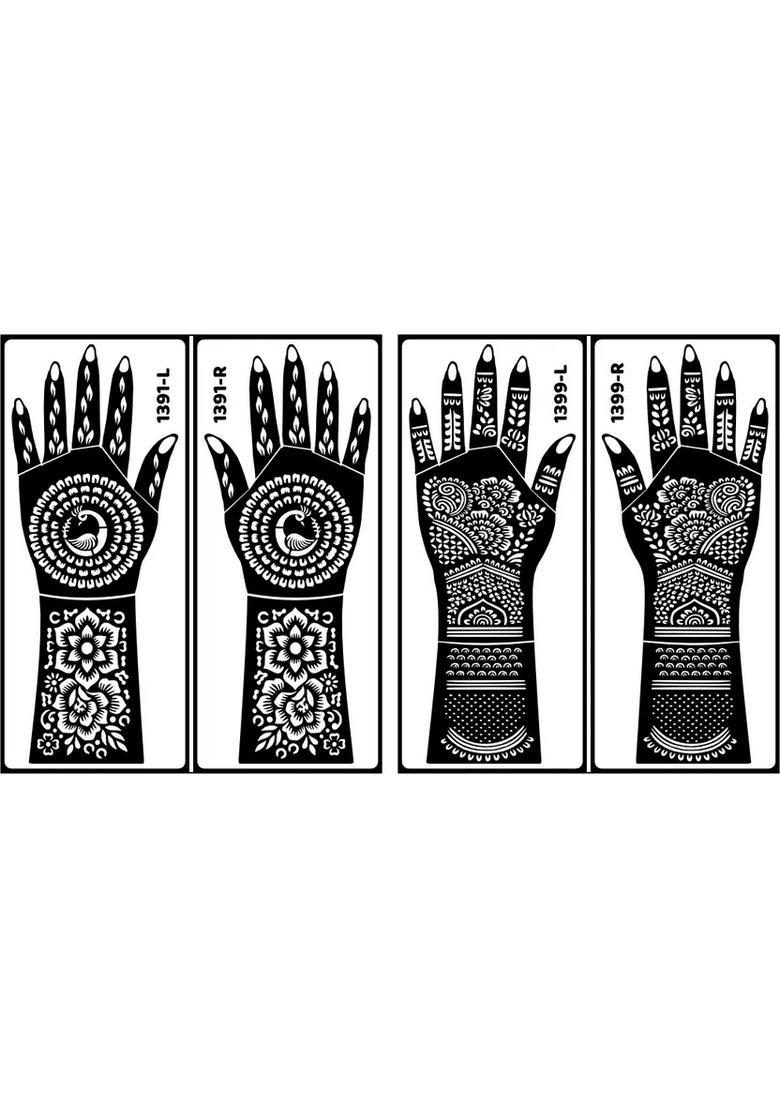 Stencil Mehndi Sticker Combo Beautiful Hand Art For Weddings & Engagements - Indya