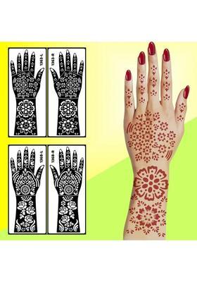 Beautiful Flowers Designer Back Hand Mehndi Stencil Sticker Perfect