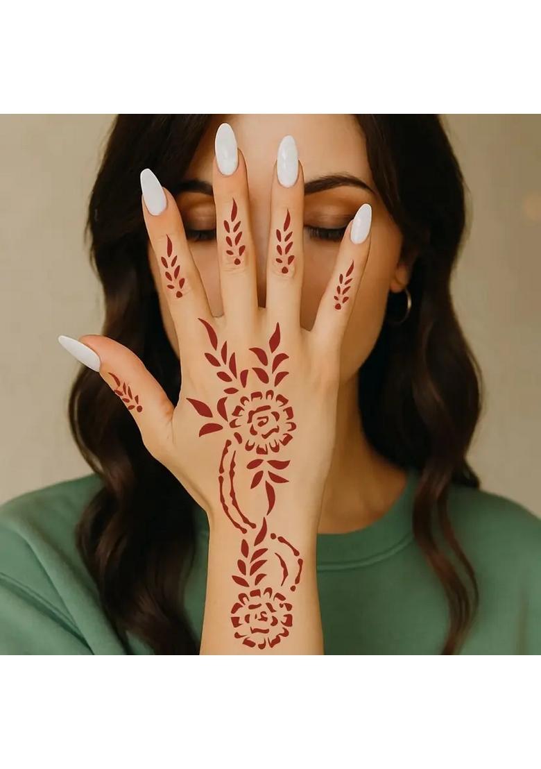 Beautiful Mehndi Stencil Sticker Combo For Women And Girls Henna Designs - Indya