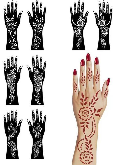 Beautiful Mehndi Stencil Sticker Combo For Women And Girls Henna Designs