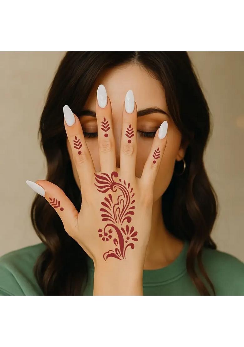 Complete Combo Mehndi Stencil Sticker Kit For Bridal Hands With Bridels Desings - Indya