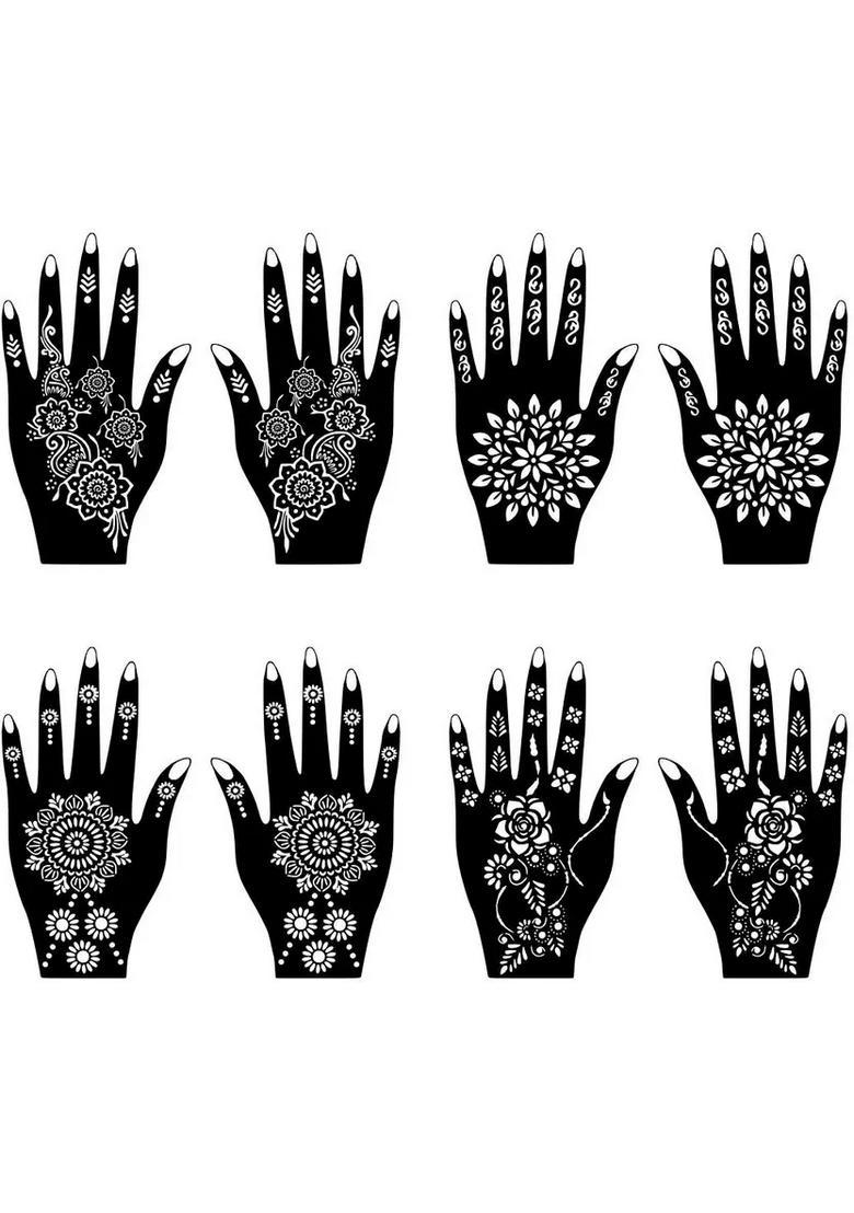 Easy Apply Combo Mehndi Stencil Sticker Kit For Hand And Finger Desinges - Indya