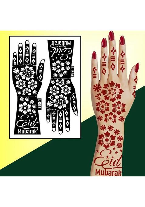 Fashionable Flower Clusters Mehndi Stencil Sticker For Parties Or Full Hand