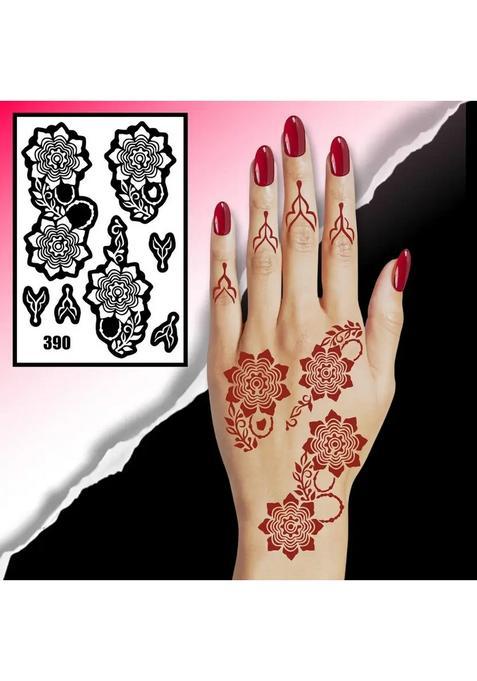 Graceful Floral Henna Stencil With Long Leaf Elements For Elegant Hand