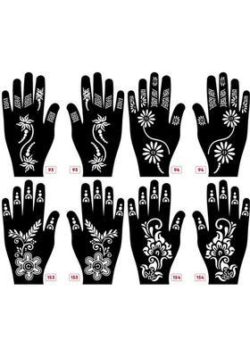 Set Of 8 Henna Tattoo Stencil Mehandi Stencils For Women, Girls & Kids