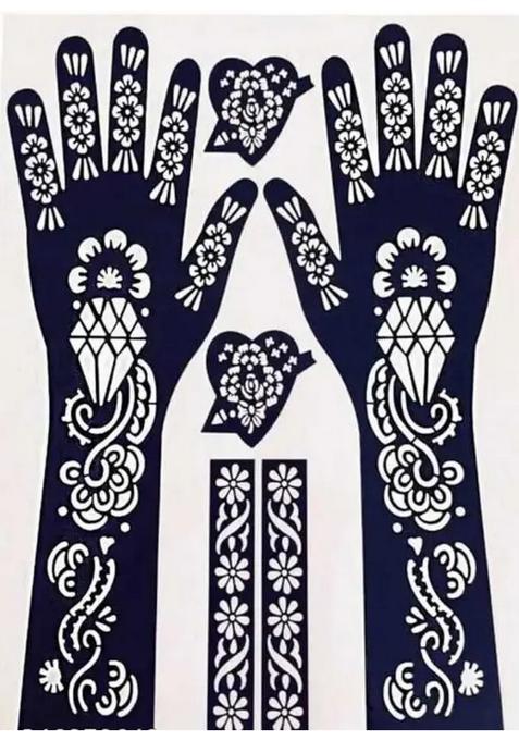 Henna Design Stencil Set For Temporary Tattoo On Hand Face Body