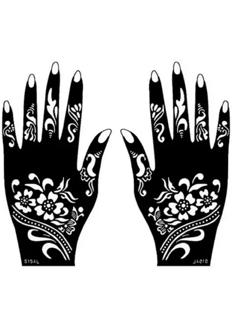 Henna Tattoo Stencil (Set Of 2) Women Girls Hand Finger Body Paint - Indya