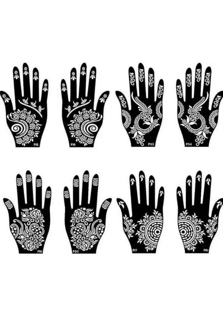 Henna Tattoo Stencil Set For Girls Women Kids Hand Face Finger Body - Indya