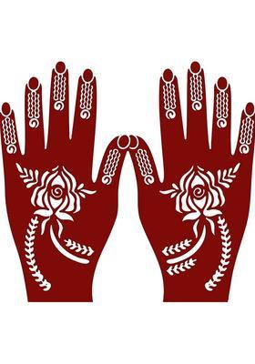 Henna Tattoo Stencil (Set Of 2) Women Girls Hand Finger Paint Temporary Tattoo