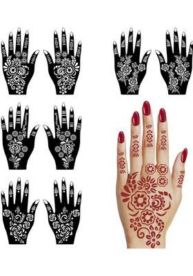 Combo Mehndi Stencil Sticker For Hand And Finger With Beautiful Henna
