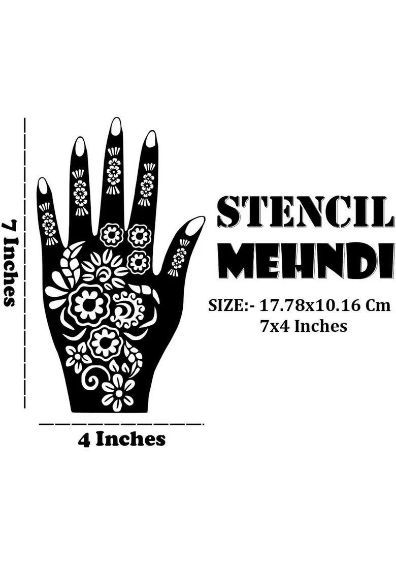 Combo Mehndi Stencil Sticker For Hand And Finger With Beautiful Henna - Indya