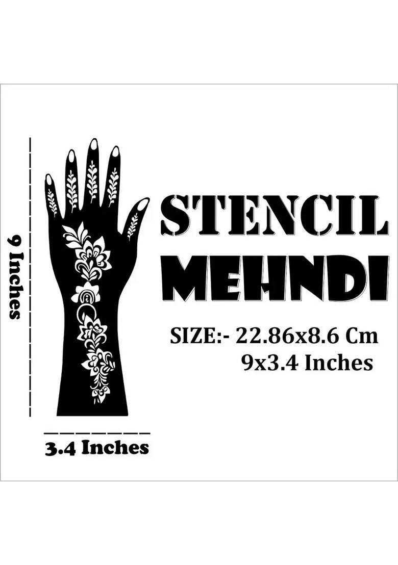 Combo Mehndi Stencil Sticker Pack For Front Hand, Back Hand, And Side Fingers - Indya