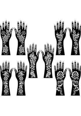 Elegant Art Combo Mehndi Stencil Stickers For Quick Use On Both Hands