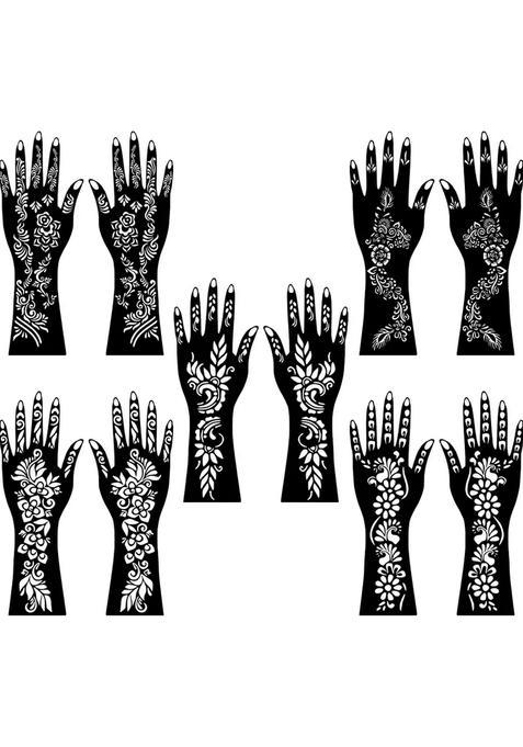 Combo Mehndi Stencil Sticker Pack Designed For Easy Finger Palm & Wrist Use