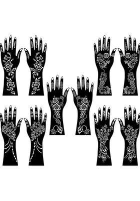 Combo Mehndi Stencil Sticker For Back, Front Hand & Finger Designs