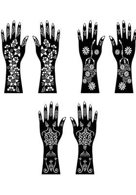 Elegant Combo Mehndi Stencil Sticker Set Featuring Flower Trails For Hands