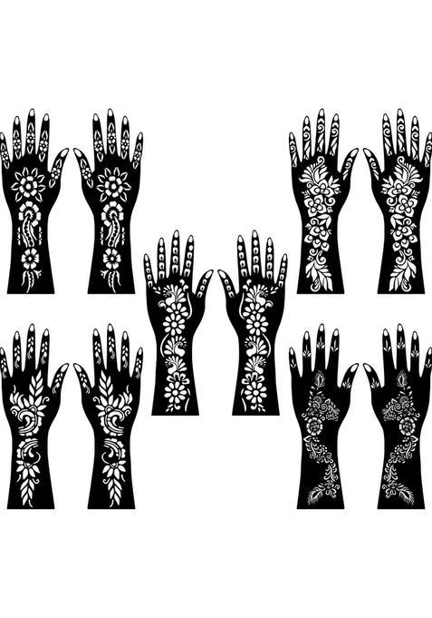 Traditional Combo Mehndi Stencil Sticker For Front And Back Hand