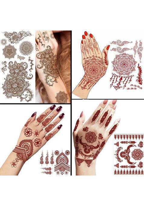 Serene Lotus Henna Temporary Tattoo Combo Pack Of 4 Body Art For Woman