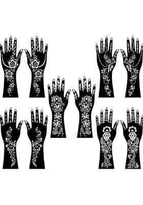 Front & Back Hand Combo Mehndi Stencil Sticker For Weddings, Parties & Festivals