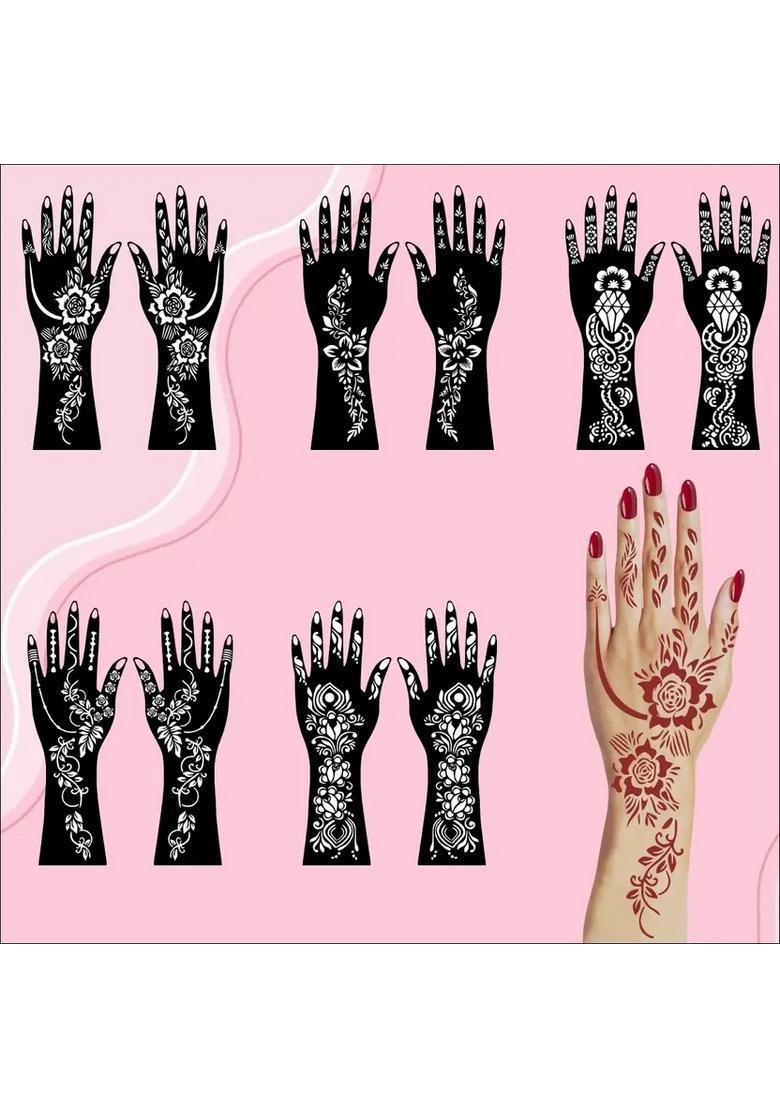 Front & Back Hand Combo Mehndi Stencil Sticker For Weddings, Parties & Festivals - Indya