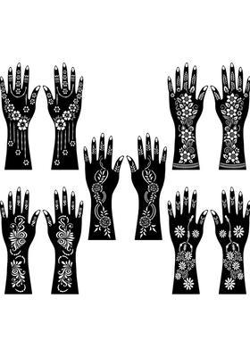 Easy Apply Combo Mehndi Stencil Stickers With Ready To Apply Finger & Palm