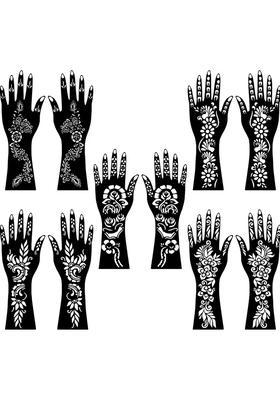 Multi Design Combo Mehndi Stencil Sticker For Front, Back Hand, & Side Fingers
